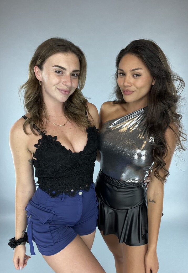 Zilveren Holografische Metallic One Shoulder Bodysuit