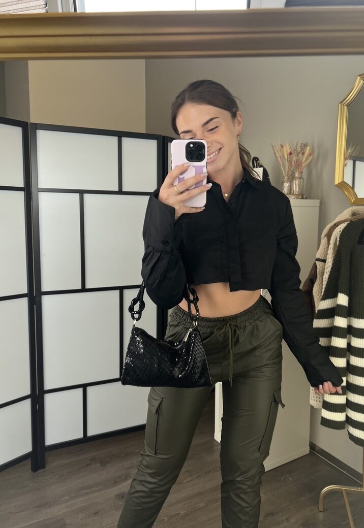 Zwarte Glitter Pailletten Schoudertas