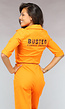 Lang Oranje Boeven Jumpsuit met Handboeien
