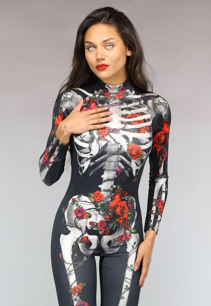 Skeletten Jumpsuit met Rozen
