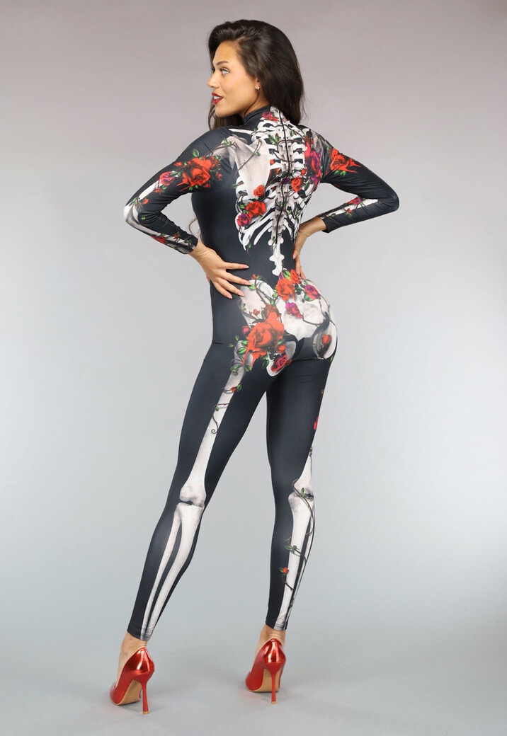 Skeletten Jumpsuit met Rozen