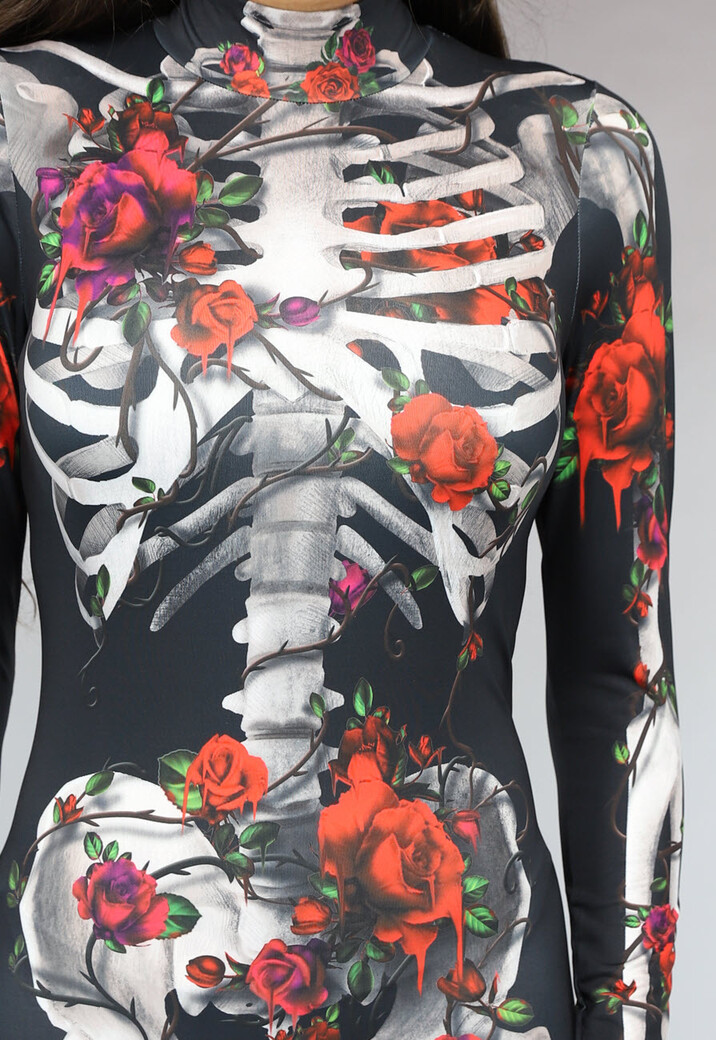 Skeletten Jumpsuit met Rozen
