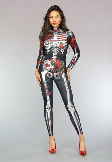 Skelet Jumpsuit met Rozen