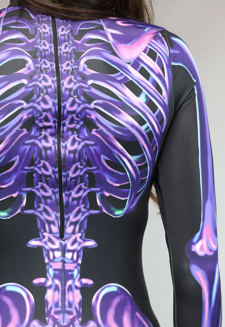 Paarse Cyber Skeletten Print Jumpsuit
