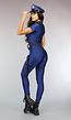 Politiekostuum Jumpsuit Donkerblauw met Pet en Handboeien