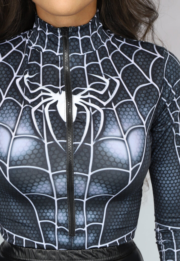 Zwarte Marvel Venom Bodysuit met Rits