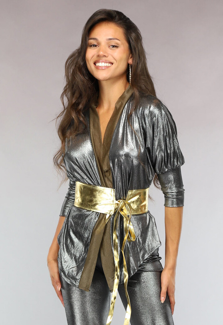 Metallic Retro Jaren 80 Kostuum met Tailleband