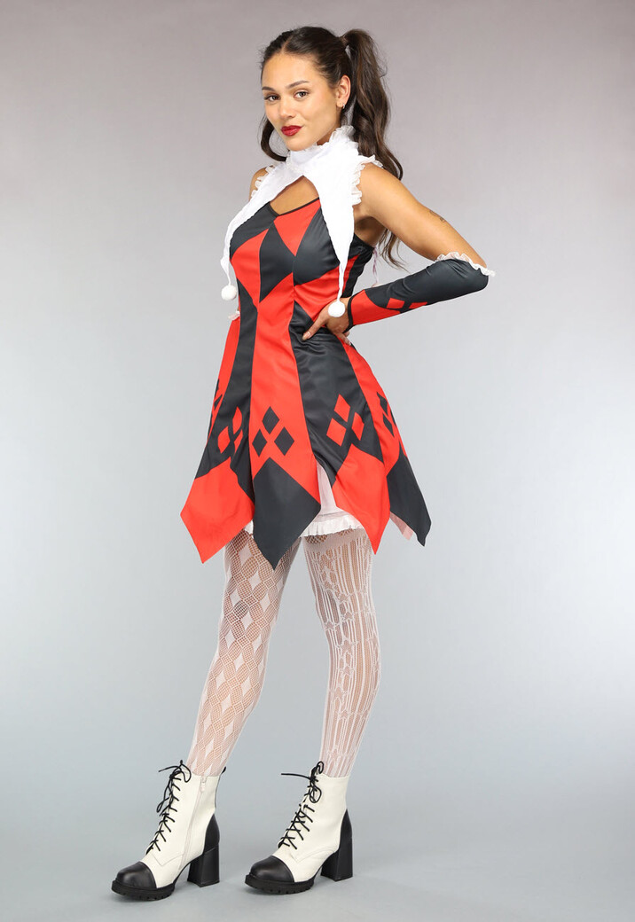 Harlekijn Joker Kostuum met Handschoenen en Kraag