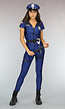 Politiekostuum Jumpsuit Donkerblauw met Pet en Handboeien