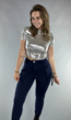 Zilveren Metallic Cropped T-Shirt