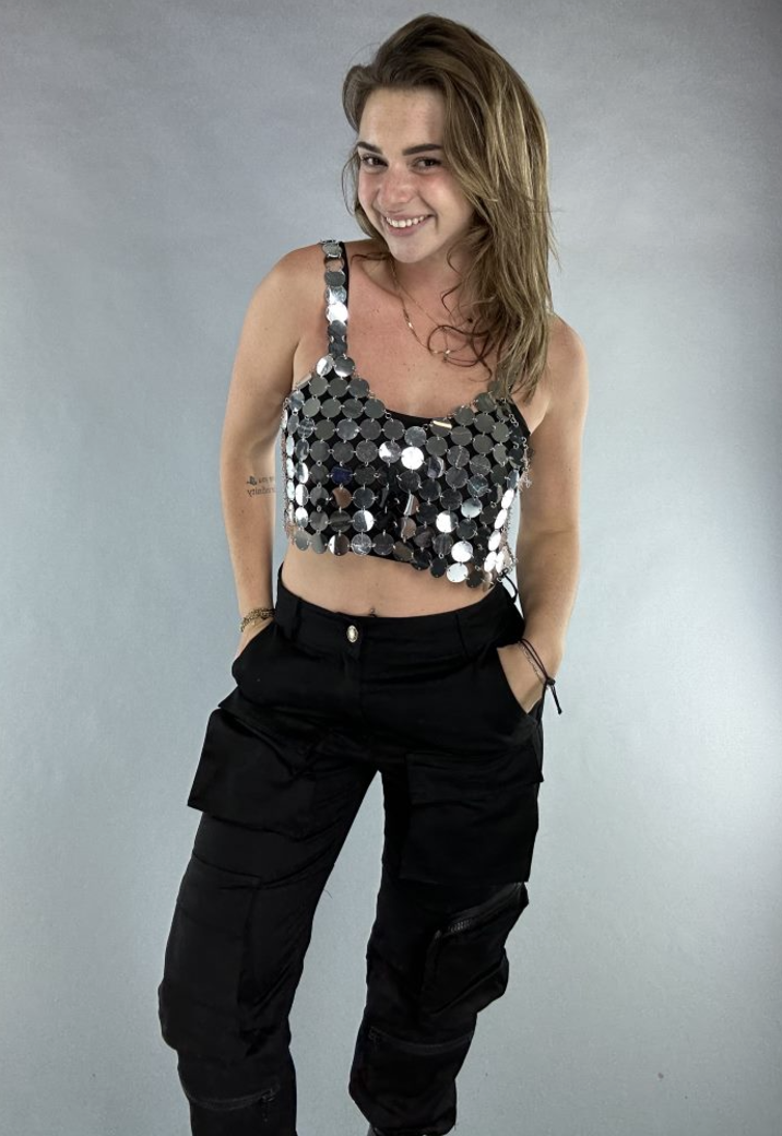 Zilveren Coin Crop Top