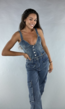 Triangel Top met Knopen in Jeans Stof