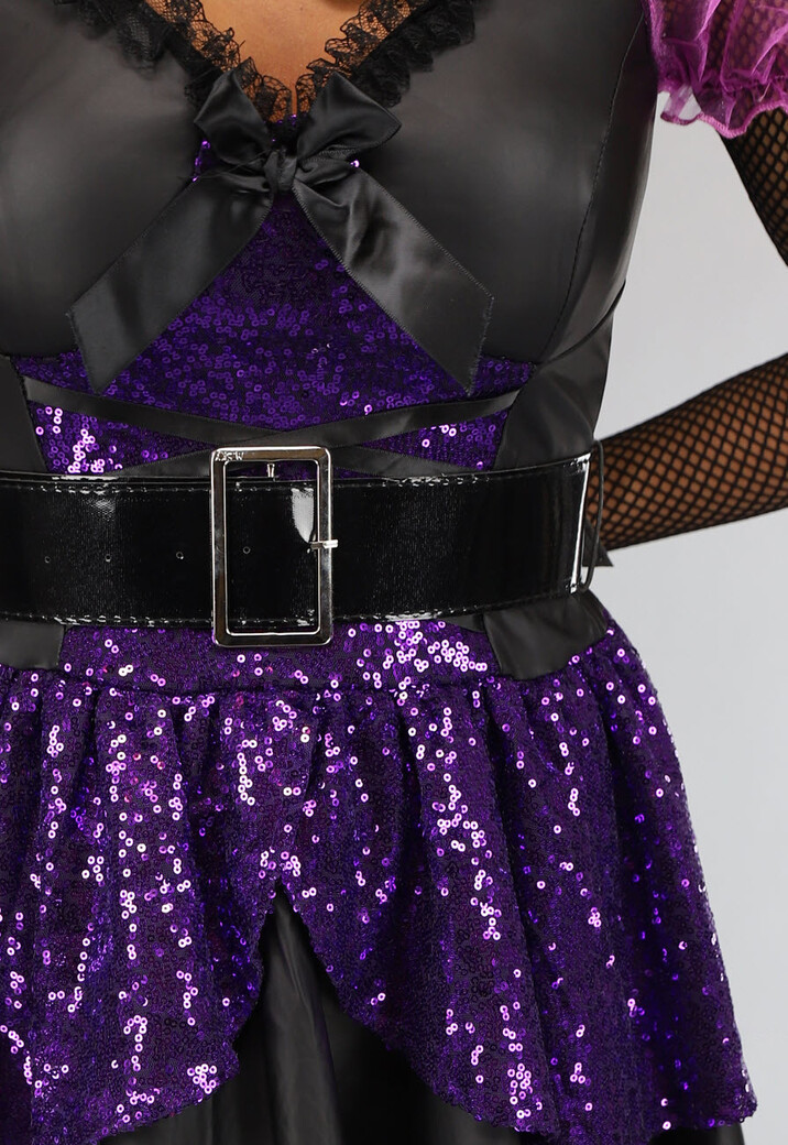 Paars Glitter Heksen Kostuum