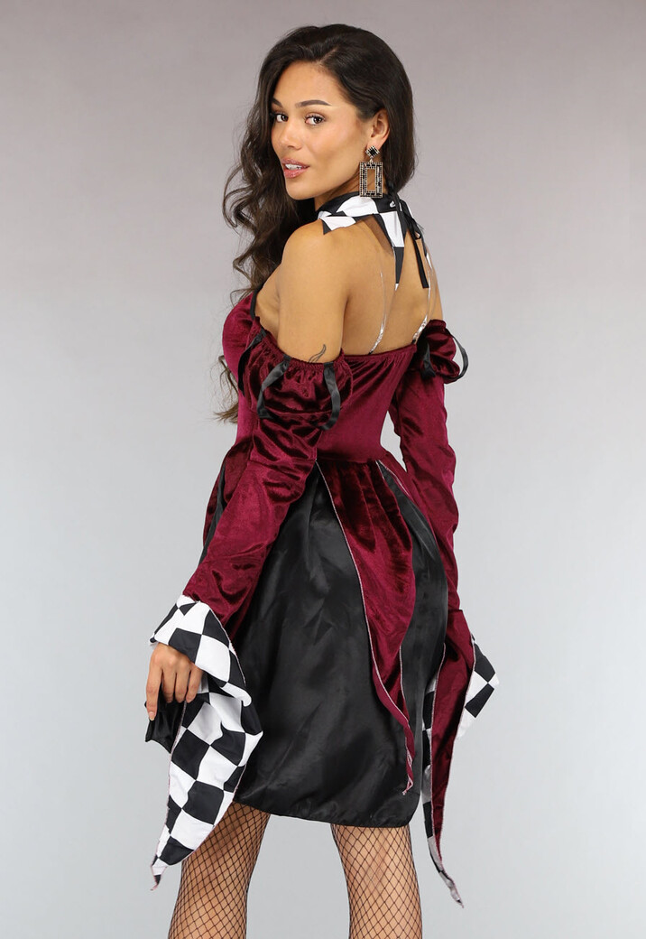 Bordeaux Rood Jokersvrouw Kostuum