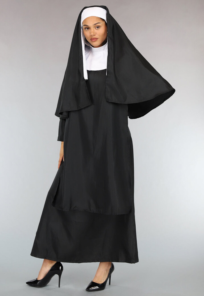 Lang Zwart Nonnen Kostuum