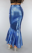 Metallic Blauwe Zeemeermin Schubben Rok