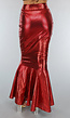 Metallic Zeemeermin Rok in Rood met Schubbenpatroon