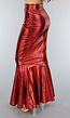 Metallic Zeemeermin Rok in Rood met Schubbenpatroon