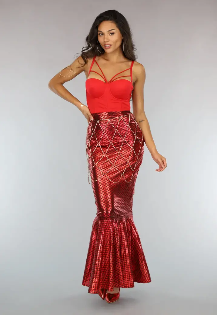 Strappy Rode Sexy Bustier met Cups