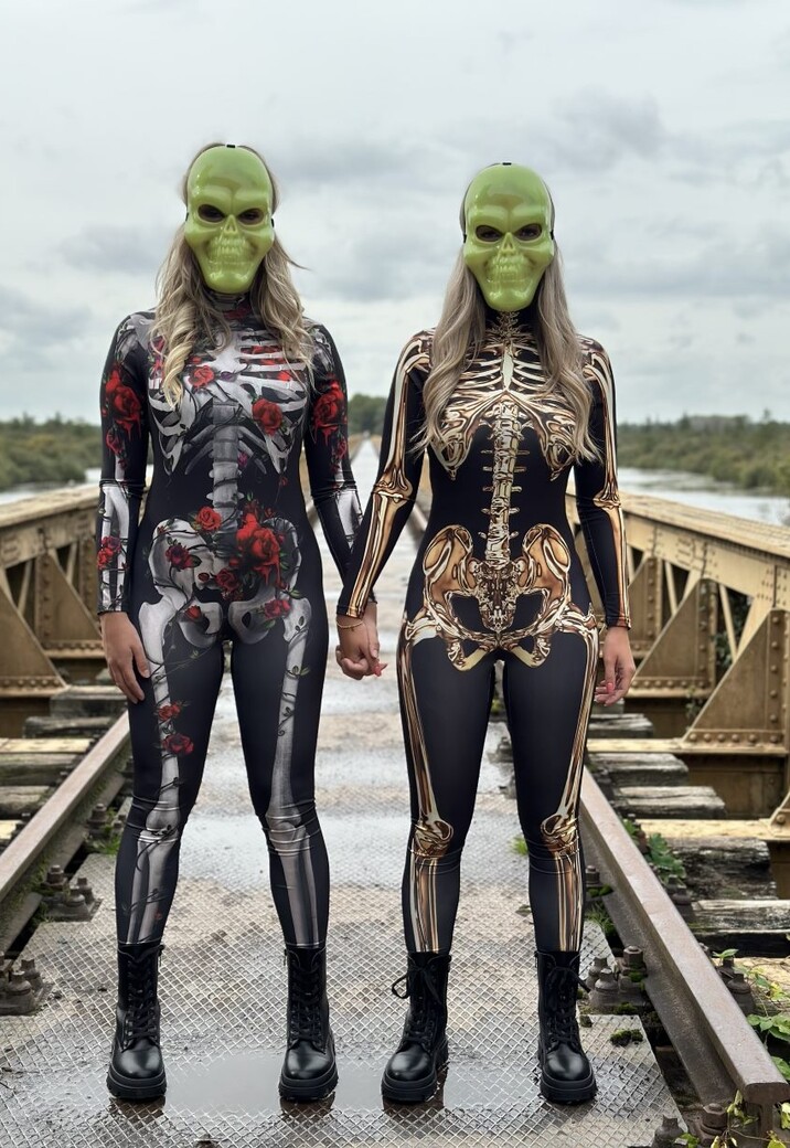 Skeletten Jumpsuit met Rozen