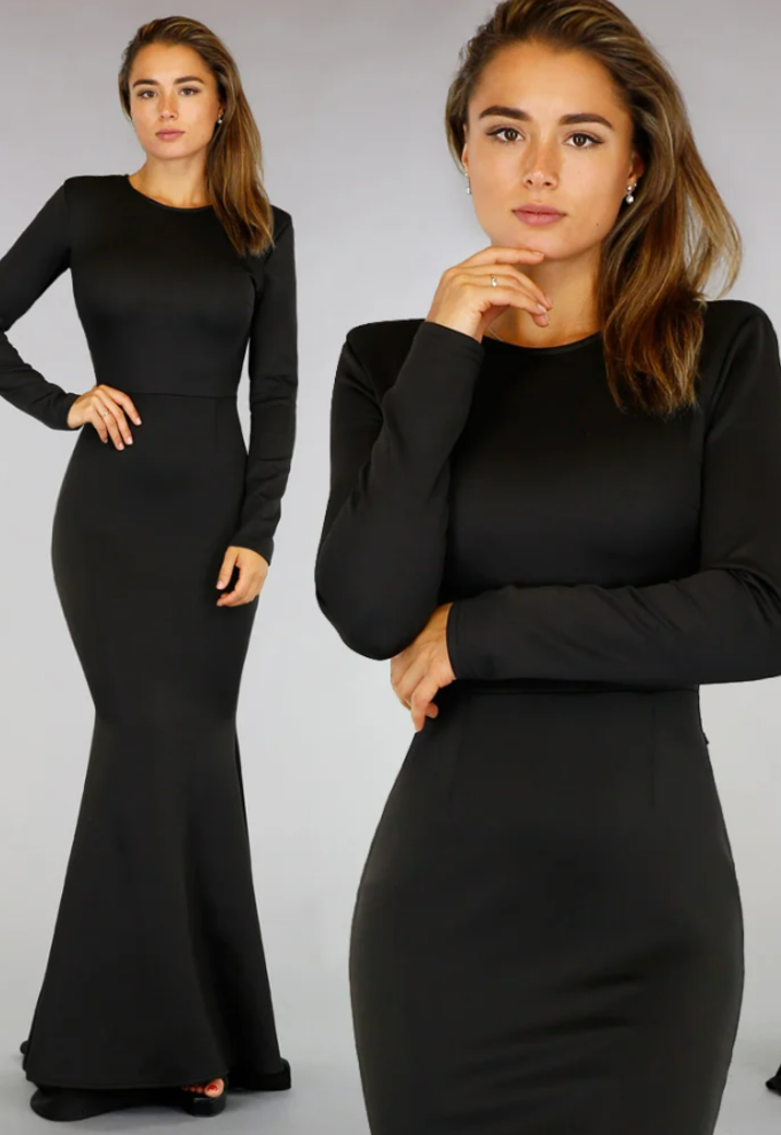 Classy Zwarte Longsleeve Galajurk met Pailletten Rug