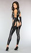 Kinky Zwarte Lederlook Bodystocking