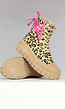 Hoge Boots met Luipaard Print en Roze Strikdetails