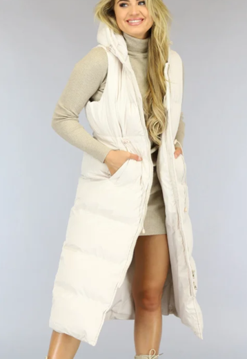 OP=OP.39.NL Oversized Lange Bodywarmer Beige