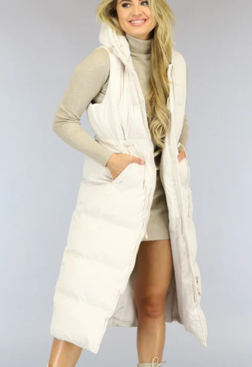 Oversized Lange Bodywarmer Beige