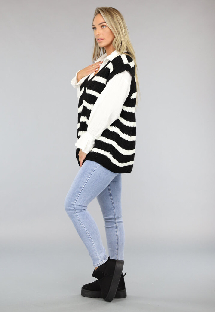 Oversized Spencer met Zwart/Wit Strepen