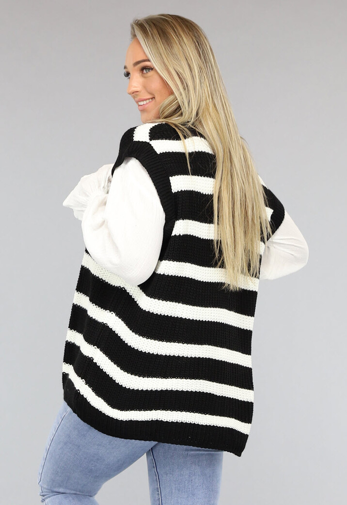 Oversized Spencer met Zwart/Wit Strepen