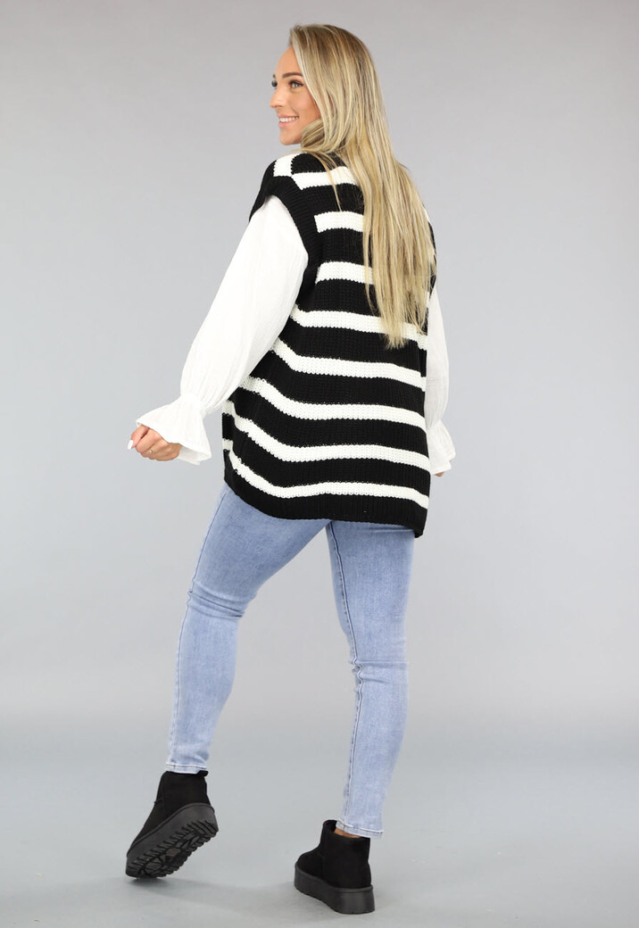 Oversized Spencer met Zwart/Wit Strepen