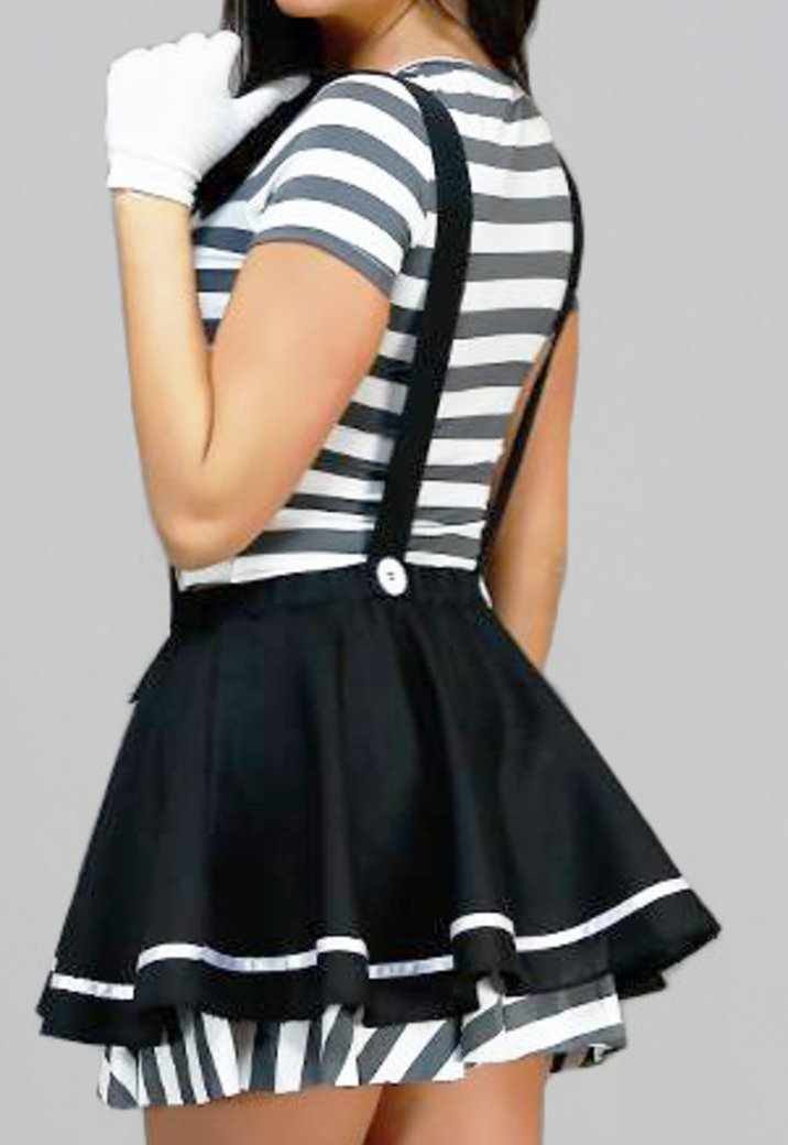 Zwart/Wit Mime Kostuum