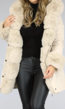 Beige Faux Fur Gevoerde Winterjas