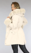 Beige Faux Fur Gevoerde Winterjas
