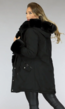 Zwarte Bont Gevoerde Lange Winterjas