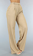 Wijde Pantalon met Plooitjes in Camel