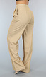 Wijde Pantalon met Plooitjes in Camel