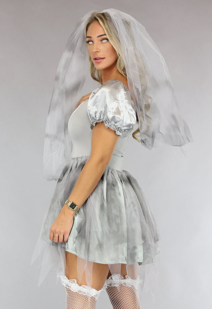 Grijze Zombie Bruid Kostuum