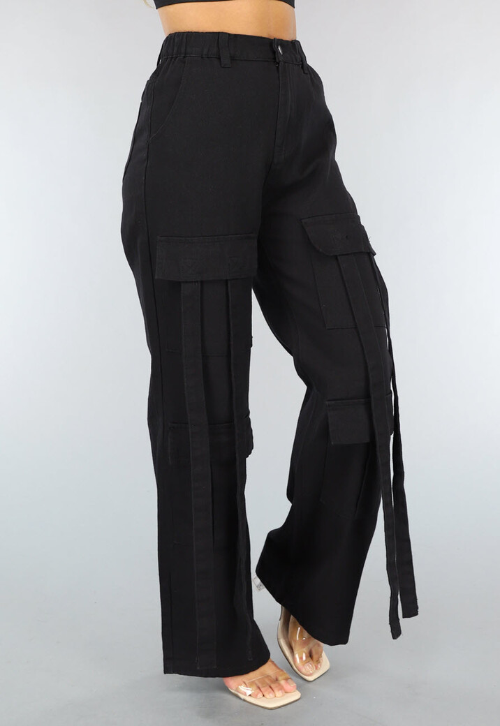 Zwarte Utility Broek met Straps