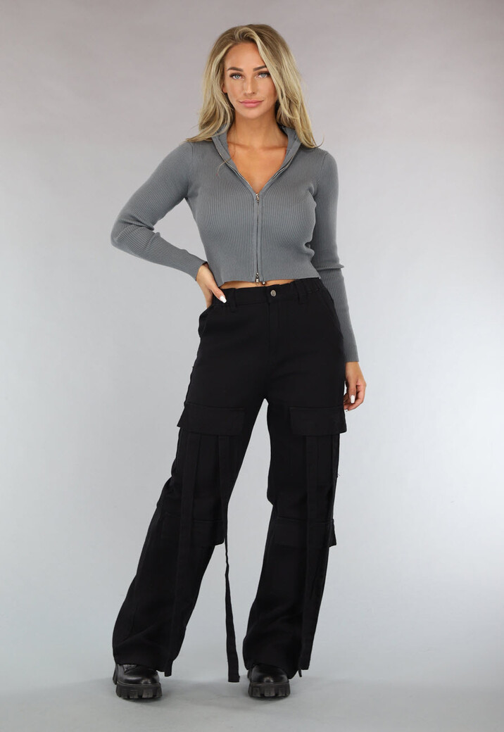 Zwarte Utility Broek met Straps