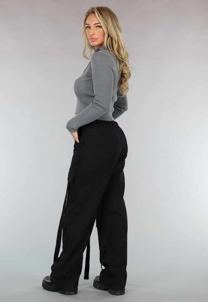 Zwarte Utility Broek met Straps
