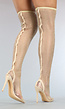 Beige Spitse Glam Overknee Laarzen met Stiletto Hak