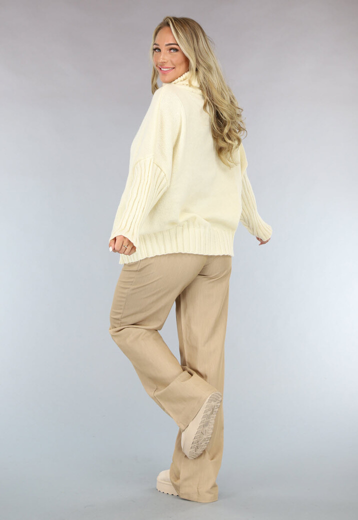 Grote Oversized Gebreide Trui Crème
