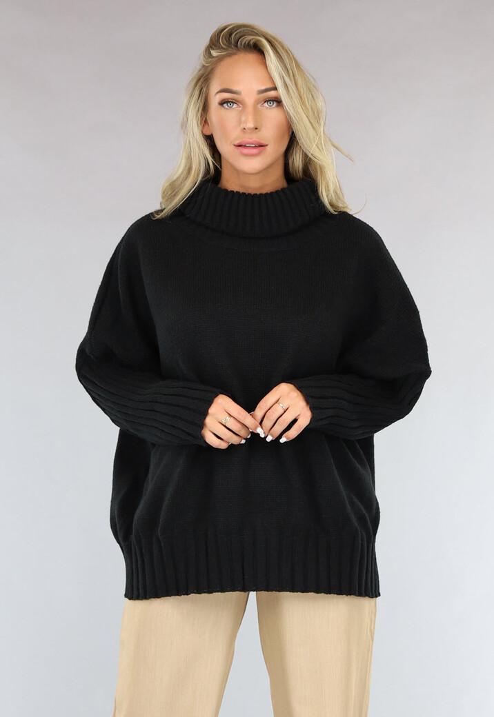 Grote Oversized Gebreide Trui Zwart