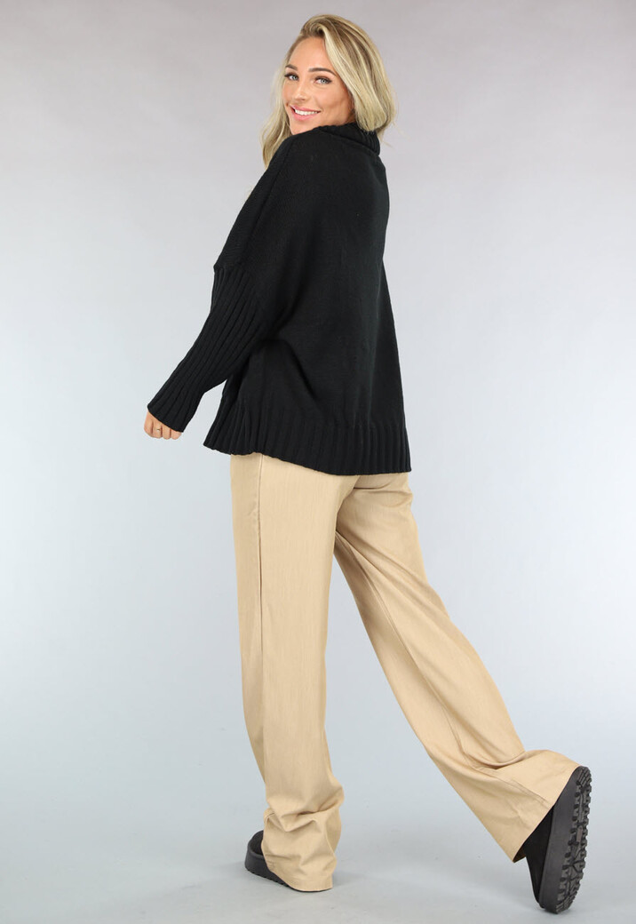 Grote Oversized Gebreide Trui Zwart