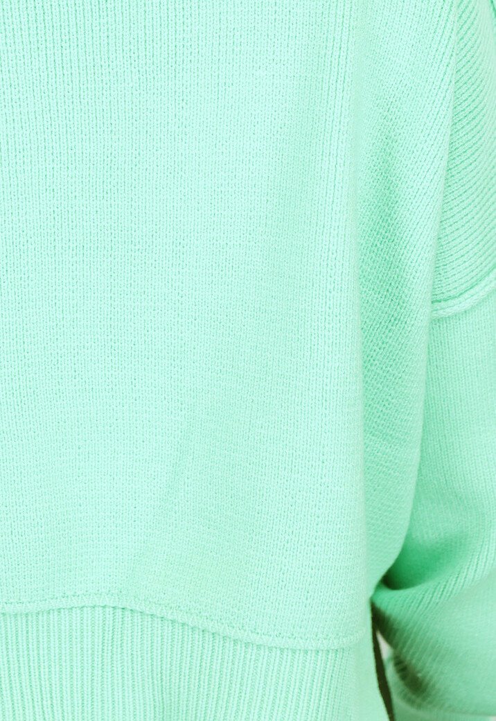 Gebreide Trui met Zichtbare Naden in Turquoise