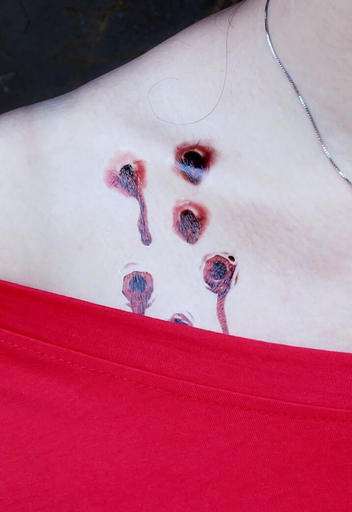 Tijdelijke Tattoo van Bloederige Wonden