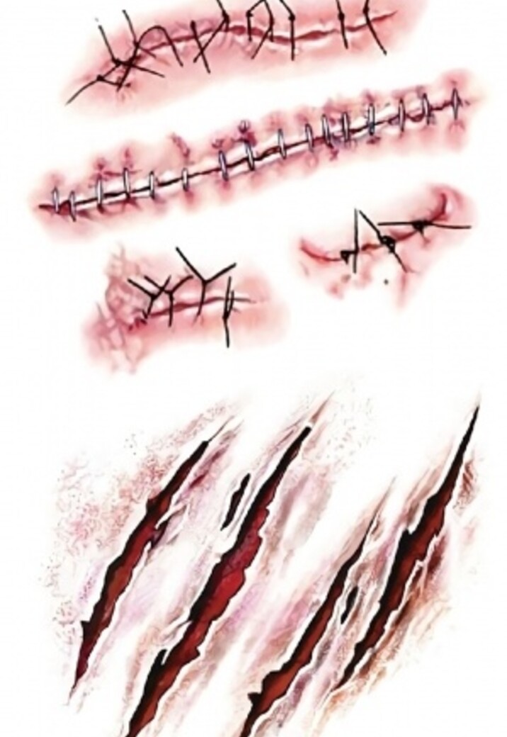 Tijdelijke Tattoo van Bloederige Wonden