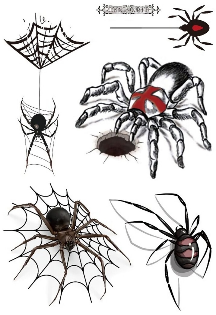 Griezelige Tijdelijke Tattoo van Spinnen